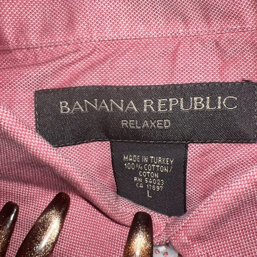 Banana Republic Shirt Men large relaxed Salmon Pink Button Down Preppy 95‎